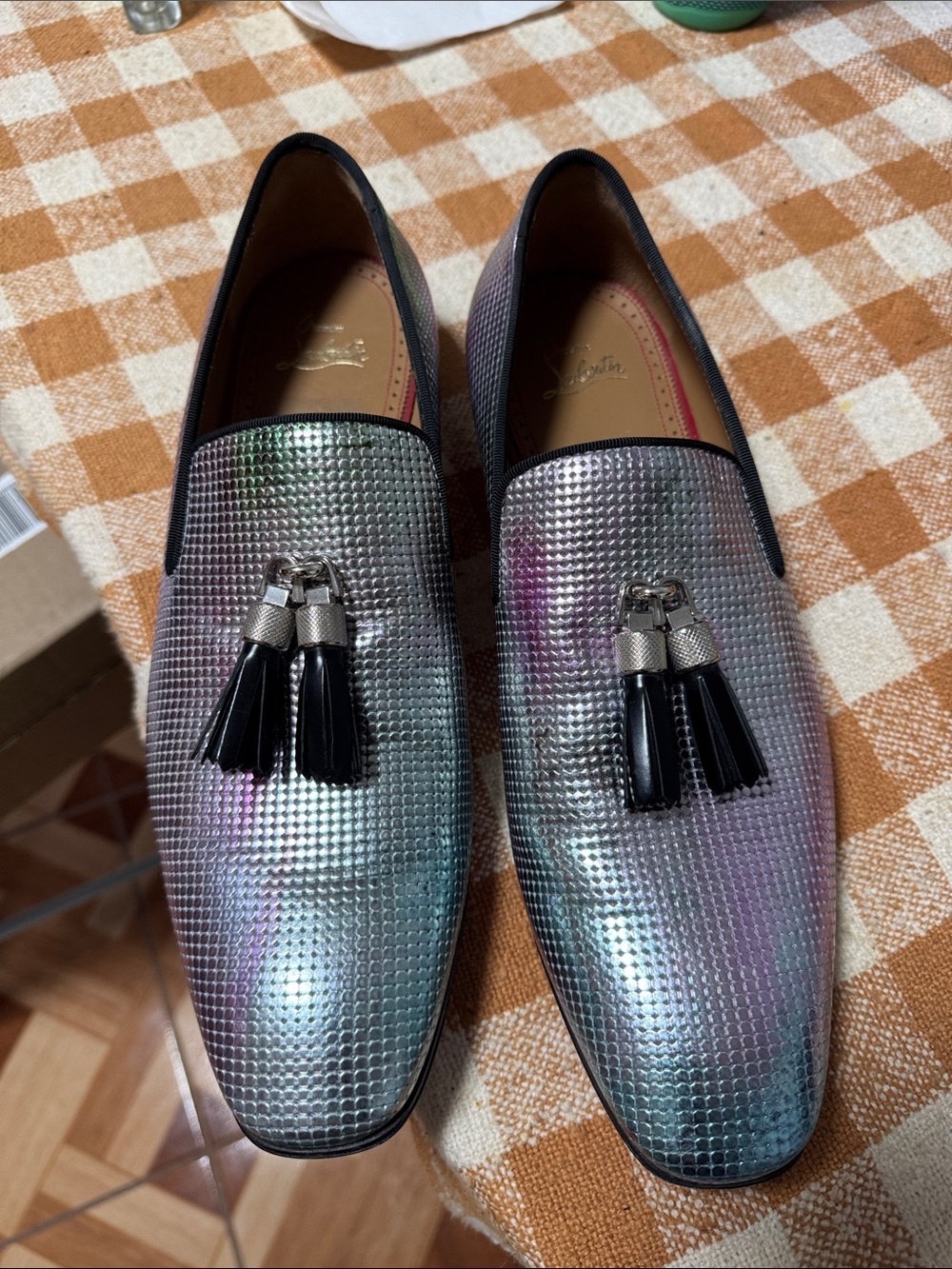 Christian Louboutin Iridescent Tassel Loafers in Multi-Color